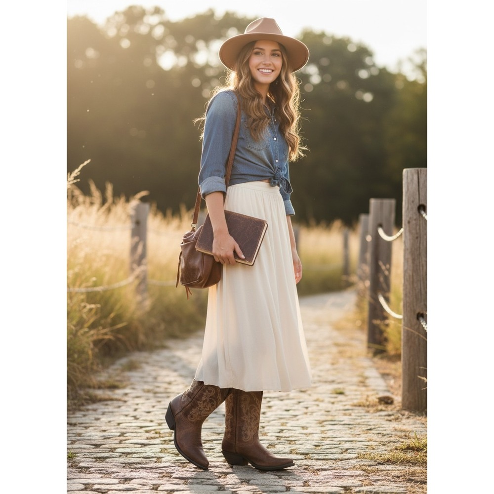 Smoky Mountain Madison Distressed Brown Leather Western Boots Women's 6.5M‎